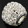 Rhinestone European Beads, Brass, Drum, plated, without troll & with rhinestone Approx 6mm 