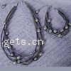 Schmuck Geschenk Sets, Perlen, Armband & Halskette, mit Wollschnur, 5-litzig, 8-9mm, Länge:16.5 ZollInch,  7.4 ZollInch, verkauft von setzen