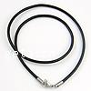 Cowhide Necklace Cord, stainless steel lobster clasp, black, 3mm Inch 