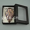 Collar de Murano de embalaje de la caja, Cristal de murano, con cordón de goma, Hoja, arena dorada, más colores para la opción, 42x74x5mm, longitud:17 Inch, Vendido por Caja