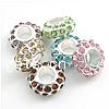 Rhinestone European Beads, with Zinc Alloy, Rondelle, plated, without troll Approx 6mm 