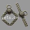 Zinc Alloy Toggle Clasp, Square, plated, textured & single-strand Approx 3mm, Approx 
