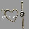 Zinc Alloy Toggle Clasp, Heart, plated, single-strand Approx 2mm, Approx 