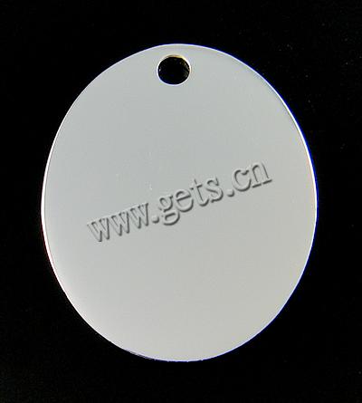 Sterling Silver Tag, 925 Sterling Silver, Oval, plated, more colors for choice, 20x16x1.2mm, Hole:Approx 2mm, Sold By PC