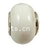 Messingkern Europa Porzellan Perlen, mit Messing, Rondell, ohne troll, weiß, 10x15mm, Bohrung:ca. 5mm, verkauft von PC