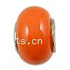 Brass Core European Porcelain Beads, with Brass, Rondelle, without troll, orange Approx 5mm 