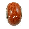 Brass Core European Porcelain Beads, with Brass, Rondelle, without troll, orange Approx 5mm 