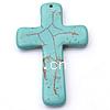 Pendentifs Turquoise synthétiques, croix, bleu Environ 2mm, Vendu par PC