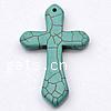 Synthetic Turquoise Pendants, Cross, blue Approx 0.5mm 