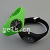 Unisexe Armbanduhr, Silikon, mit organisches Glas & Zinklegierung, Platinfarbe platiniert, keine, 32mm, Länge:8 ZollInch, verkauft von PC