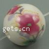 Decal Porcelain Beads, Round, with flower pattern Approx 2.5mm 