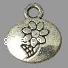 Zinc Alloy Flat Round Pendants, plated, with flower pattern cadmium free Approx 2mm, Approx 