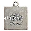 Zinc Alloy Tag Charm, Square, plated nickel, lead & cadmium free Approx 3mm 