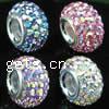 Rhinestone European Beads, with Clay Pave, Rondelle, sterling silver double core without troll Approx 5mm 