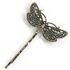 Hair Slide Finding, Iron, with brass setting, Butterfly, plated, hollow cadmium free 