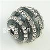 Enamel Brass European Beads, Round, plated, without troll & with rhinestone nickel, lead & cadmium free, 15mm 
