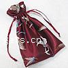 Satin Jewelry Pouches Bags, Rectangle, with butterfly pattern, wine red color 