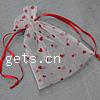 Organza Jewelry Pouches Bags, with heart pattern & translucent 