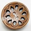 2 Hole Coconut Button, Coco, Flat Round, with flower pattern Approx 3mm 