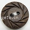bouton de noix de coco de 2 trou, Plat rond, avec le motif de fleurs Environ 2mm, Vendu par PC