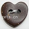 2 Hole Coconut Button, Coco, Heart, with flower pattern Approx 2.5mm 