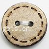 2 Hole Coconut Button, Coco, Flat Round, with flower pattern Approx 2mm 