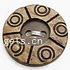 2 Hole Coconut Button, Coco, Flat Round, with flower pattern Approx 2mm 