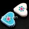 Polymer Clay Jewelry Beads, Heart, with flower pattern, mixed colors Approx 2mm 