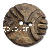 2 Hole Coconut Button, Coco, Flat Round, with flower pattern Approx 1mm 