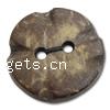 2 Hole Coconut Button, Coco, Coin, with flower pattern Approx 1mm 