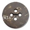 4 Hole Coconut Button, Coco, Flat Round Approx 1.5mm 