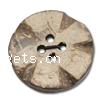 4 Hole Coconut Button, Coco, Flat Round Approx 2.5mm 