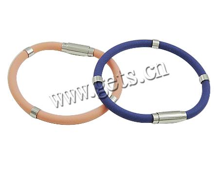 Rubber Cord Bracelets, with 316 Stainless Steel, different length for choice, more colors for choice, 5mm, Sold By Strand