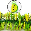Pflanzen Lampwork Anhänger, Wassermelone, gelb, 23x13x4mm, Bohrung:ca. 4mm, Länge:6.2 ZollInch, 69PCs/Strang, verkauft von Strang