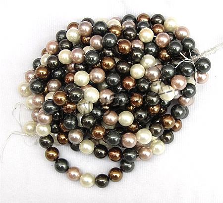 South Sea Shell Beads, Round, different size for choice, mixed colors, lead free, Hole:Approx 1mm, Length:16 Inch, Sold By Strand