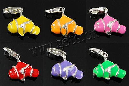 Zinc Alloy Enamel Pendants, brass lobster clasp, Fish, plated, more colors for choice, 15x14x5mm, 10x5mm, Sold By PC