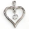 Cubic Zirconia Stainless Steel Pendant, with 316 Stainless Steel, Heart, Grade AAA Approx 