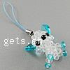 Cluster Mobile Phone Lanyard, Crystal, with Nylon Cord & Zinc Alloy, Dog, platinum color plated, kumihimo & handmade & faceted, approx Approx 3.8 Inch 