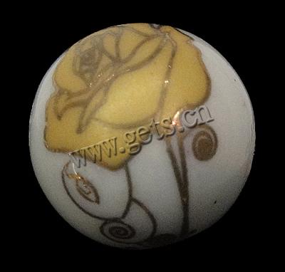 Decal Porcelain Beads, Round, different size for choice & with flower pattern, Sold By PC