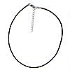 Cowhide Necklace Cord, sterling silver lobster clasp, with 2Inch extender chain, black, 1.5mm 