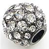 Rhinestone European Beads, with Zinc Alloy, Drum, plated Approx 4.5mm 