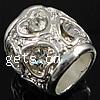 Rhinestone Zinc Alloy European Beads, Drum, plated, without troll & with rhinestone Approx 8mm 