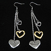 Stainless Steel Drop Earring, 304 Stainless Steel, Heart, plated, for woman Approx 4 Inch 