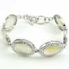Natural White Shell Bracelet, Brass, with White Shell, Flat Oval, platinum color plated .5 Inch 