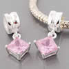 Sterling Silver European Pendants, 925 Sterling Silver, Rhombus, plated, with cubic zirconia Approx 5.5mm 