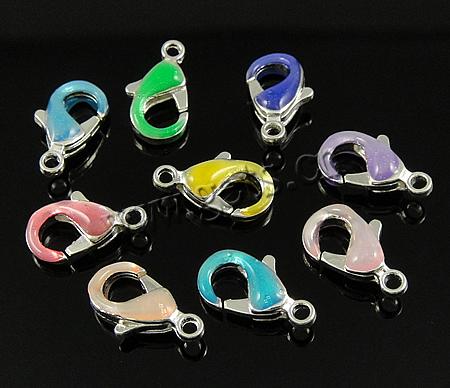 Brass Lobster Claw Clasp, plated, enamel, more colors for choice, nickel, lead & cadmium free, 12x6x4mm, Hole:Approx 1.5mm, Sold By PC