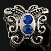 Rhinestone Zinc Alloy European Beads, Butterfly, plated, without troll & with rhinestone Approx 5mm 