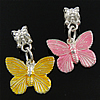 Zinc Alloy European Pendants, Butterfly, plated, enamel Approx 5mm 