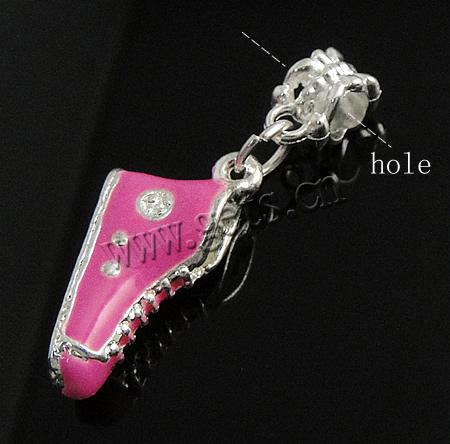 Zinc Alloy European Pendants, Shoes, plated, enamel, more colors for choice, 11x21x7mm, Hole:Approx 5mm, Sold By PC