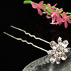 Hair Pins, Brass, with Acrylic, Flower, with rhinestone 